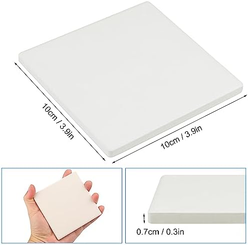 35 Pieces 4 Inch Blank Ceramic Coasters, Unglazed Ceramic Tiles Coasters, Ceramic Tiles with Cork Backing Pads for Painting, DIY Crafts, Mosaics, Square, White by GNIEMCKIN.. - Image 2