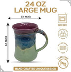 Clay in Motion Handmade Ceramic Mug 24 oz, Large Coffee Mug, Hand Painted Stoneware, Dishwasher Microwave & Oven Safe, Lead-Free, Made in USA Since 1981 (Mossy Creek) - Image 2
