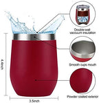 6 Pack Stainless Steel Wine Tumblers, 12Oz Insulated Wine Tumbler, Double Wall Insulated Wine Glass, Stainless Steel Stemless Wine Cups with Lids for Coffee, Wine, Cocktails, Champaign, Wine Red - Image 6