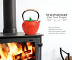 VICSKY Strawberry Cast Iron Teapot (Red) - Japanese Tetsubin Tea Kettle 50oz/1500ml | Enameled Interior & Extended Infuser for Loose Leaf and Tea Bags | Stovetop Safe | Cute Sweet Holiday - Image 4