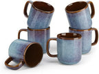 vancasso Coffee Mugs Set of 6, 12 Oz Ceramic Coffee Cups with Handle, Ceramic Unique Glaze Coffee Cup for Cappuccino, Latte, Tea, Cocoa, Dishwasher & Microwave Safe Gift Sets, Blue, Series ONION by vancasso