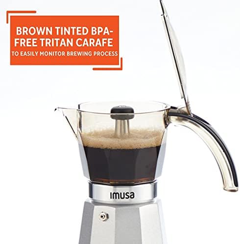 IMUSA 6 or 3 Cup Electric Espresso Maker with Cool-touch Handle, Silver - Image 4