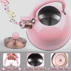 V&L 2.6 Qt Pink Whistling Tea Kettle for Stovetop - Image 5