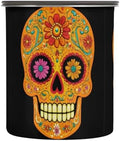 Stainless Steel Coffee Storage Containers with Airtight Lid, Sugar Skull Flower Mexican 30oz Food Storage Container Kitchen Canister for Tea, Coffee Beans, Ground, Sugar Storage by Quteprint