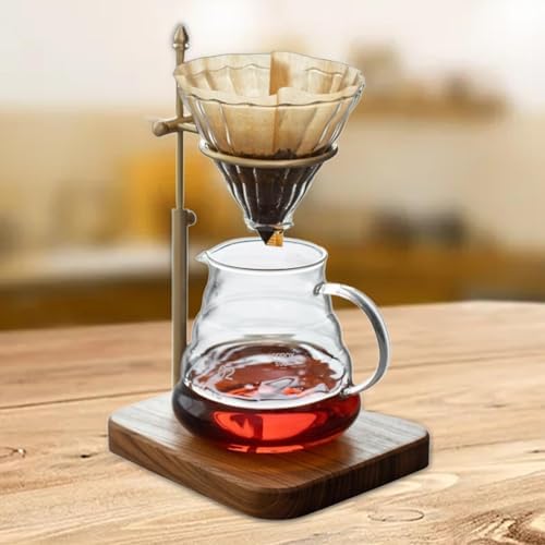 Coffee Dripper Stand Wooden Pour Over Holder Adjustable Iron Rack Rotatable Base Structure Suitable for Milk Tea Shop countertop Home - Image 5