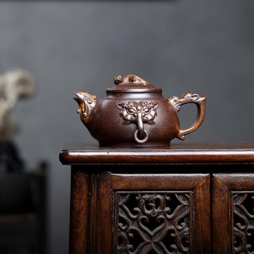 Tea Kettle Original Ore High Temperature Segment Clay Dragon and Phoenix Auspicious Purple Clay Teapot Home Kung Fu Teapot Ceramic Tea Infuser - Image 7