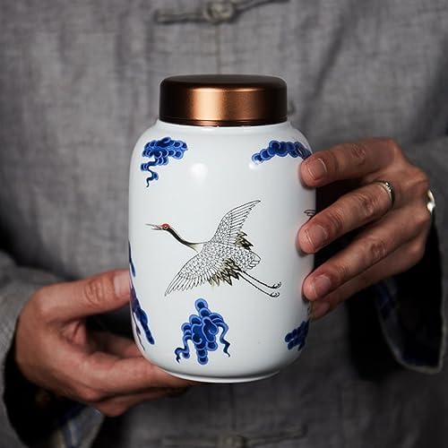 HEXEH Tea Tins Metal Lid Painted Celadon Loose Leaf Tea Canister Small Portable Sealing Jar Storage Tea Warehouse Tea Sets Tea Storage Container (Color : D) - Image 7