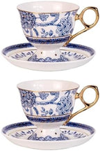 KAMMAK Tea Cups and Saucers Set of 2, Fine Bone China Coffee Cups, 572N by KAMMAK