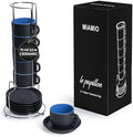 MIAMIO - Espresso Cup Set Ceramic (2.5oz) with saucers-Le Papillon (Blue) by MIAMIO