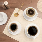 Coffee Mugs Set,Ceramic Tea Cup with saucer, Espresso Cups 8-piece, Stackable Cups, for Latte,Hot Tea,Cappuccino, Mocha, Cocoa, dishwasher, oven, microwave safe, Best gift, 12 Oz(350ML) - Image 4
