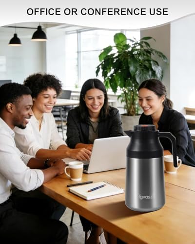 Thermal Coffee Carafe Insulated Stainless Steel Coffee Carafe for Hot Liquid Vacuum Thermal Pot Creamer Pitcher Dispenser Keeping Hot Water Milk (silver68 oz) - Image 2