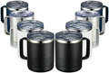 MEWAY 12oz Coffee Mug With Handle 8 Pack Bulk,Stainless Steel Insulated Travel Tumblers With Sliding Lid,Double Wall Vacuum Camping Cup for Hot & Cold Drinks Tea (Multicolor,Set of 8) by MEWAY