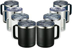 MEWAY 12oz Coffee Mug With Handle 8 Pack Bulk,Stainless Steel Insulated Travel Tumblers With Sliding Lid,Double Wall Vacuum Camping Cup for Hot & Cold Drinks Tea (Multicolor,Set of 8) by MEWAY