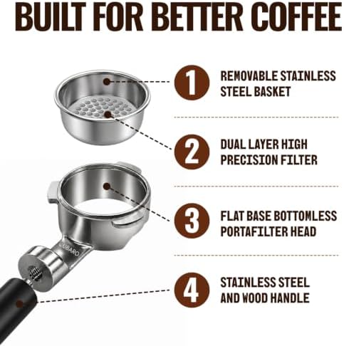 54mm Bottomless Portafilter, True Lay-Flat Naked Portafilter - Image 5