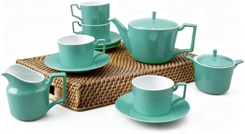 Mint Green Tea Set with Teapot, Cups, Sugar & Creamer Set, Afternoon Tea by Unknown