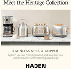 Haden Heritage 1.7 Liter Stainless Steel Electric Kettle, Hot Water Kettle with 360-Degree Base and Auto Shutoff, Steel & Copper - Image 5