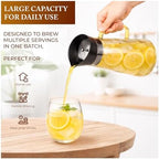 Glass Cold Brew Coffee Maker 1L/33oz - Borosilicate Glass Pitcher with Stainless Steel Filter, No Plastic Taste, Airtight Lid & Ergonomic Handle, Fits Fridge Door, Iced Coffee & Tea Maker - Image 5