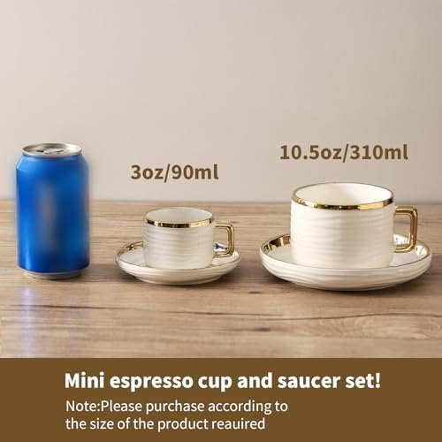 LETAOTAO Espresso Cups and Saucers Set of 4, 3oz Mini Demitasse Mugs - Image 3
