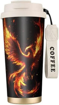Galaxy Phoenix Double Wall Vacuum Insulated Coffee Tumbler Traditional 316 Stainless Steel Travel Mug with Handle and Straw Leakproof Coffee Cup for Tea Iced Drinks Black by AYCZN