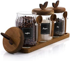 Suclain 3 Sets Glass Coffee Sugar Tea Canister Airtight with Lid 20 oz by Suclain