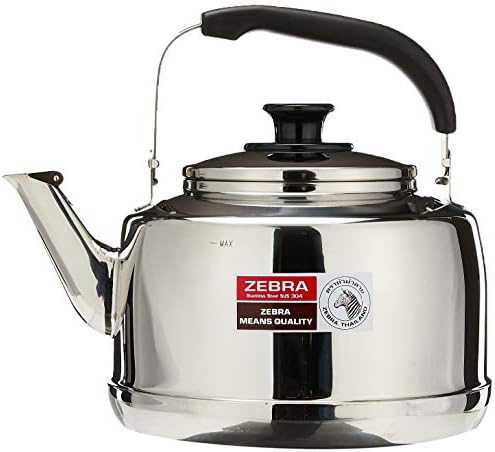 Extra Large Size 7.5 Liter Zebra Polished Mirror Finish Stainless Steel Whistling Canister Stovetop Teakettle Tea Kettle Teapot, Gas Electric Induction Compatible by ZEBRA