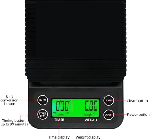 Digital Luggage & Coffee Scale Set, 3pcs 3kg/0.1g Precision Weighing Scales with Timer, LCD Display, Multi-Function Kitchen & Hand Scale (Black) - Image 4