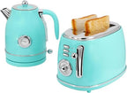 1.8 Quart Electric Tea Kettle and 2 Slice Toaster Combo, Retro Kitchen Appliance Set with Adjustable Browning and Water Temperature Gauge (Turquoise) - Image 4