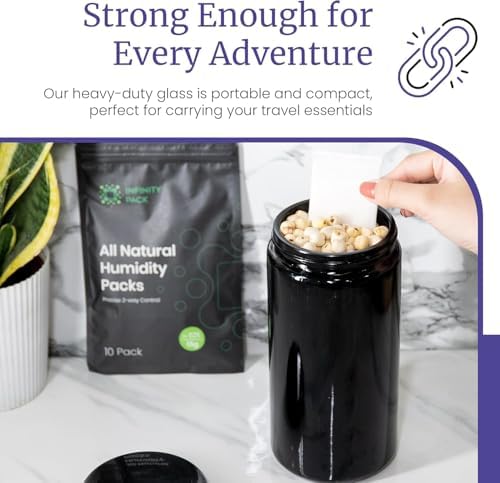 Infinity Jars 1 L Airtight Smell Proof Coffee Canister Set, 6 Pack, Black - Image 7