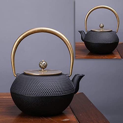 LJYT Teapot Teapots Cast Iron Handmade TeapotHome Kettle Uncoated Vintage Cast Iron Kettle Tea Pot with Infusers for Loose Tea (Color : Xiaoding) by Unknown
