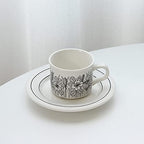 Espresso Cup, Party Tea Cups，Trophy 6Oz/180Ml Flowers Porcelain Mug, Milk Cup Coffee Mugs Tea Cup with Insulated Handle Drinking Highball Glasses Double Wall Porcelain Great Water Cocktail Milkshake - Image 3