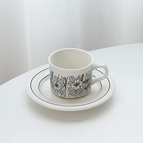 Espresso Cup, Party Tea Cups，Trophy 6Oz/180Ml Flowers Porcelain Mug, Milk Cup Coffee Mugs Tea Cup with Insulated Handle Drinking Highball Glasses Double Wall Porcelain Great Water Cocktail Milkshake - Image 3