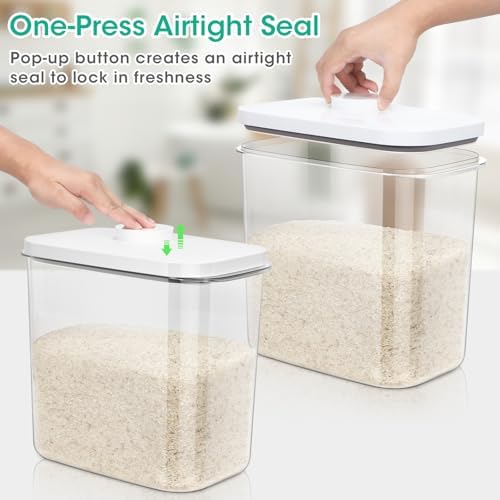 TBMax Large Rice Container 25 Lbs with Easy-Carrying Handles -12.7 Qt Flour Storage Container with Pop Up Lid & Hanging Hooks for Cleaner Use, Airtight Food Storage Bin for Kitchen Organization - Image 5