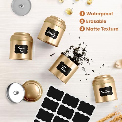 TRISCO Tea Tin with Airtight Double Lids for Loose Leaf Tea Storage, 8 Fl Oz Kitchen Small Tin Can and Tea Canister for Tea Coffee Sugar Candy Spices Christmas Gift, 6PCS Silver + 6PCS Gold - Image 7