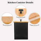 Kitchen Canisters Set of 3, Metal Flour Sugar Storage Containers with Airtight Lids-Canisters Sets for Kitchen with Customizable Chalkboard Labels & Marker Pen-Spice, Coffee Storage Jars(Black) - Image 5