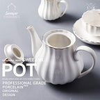 Sweejar 28FLOZ Royal Teapot with Infuser,Porcelain Tea Pot(White) - Image 2