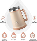 Ideus Insulated Beer Stein, 24/34oz Stainless Steel Double Walled Beer Mug Giant Bar Drinkware Metal Beer Cup with Big Grip Handle (Pale Nude, 34 ounces (1,000ml)) - Image 2