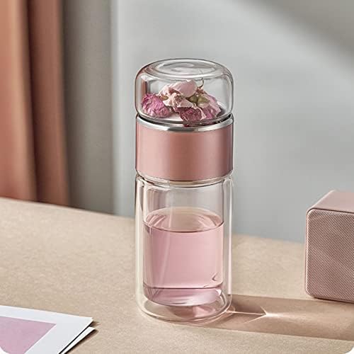Tea Infuser Bottle 420Ml Double Layer Stainl Steel Age Proof Glass Water Bottle For Office Tl Home Tea Sers Water Bottles, Water Bags, Water Cups (Rose Gold) - Image 4