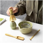 Matcha Blender Ceremony 4/5/6pcs Set Ceramic Chawan Bowl Bamboo Whisk And Tea Scoop Tools Kit(02 4PCS Black) - Image 4