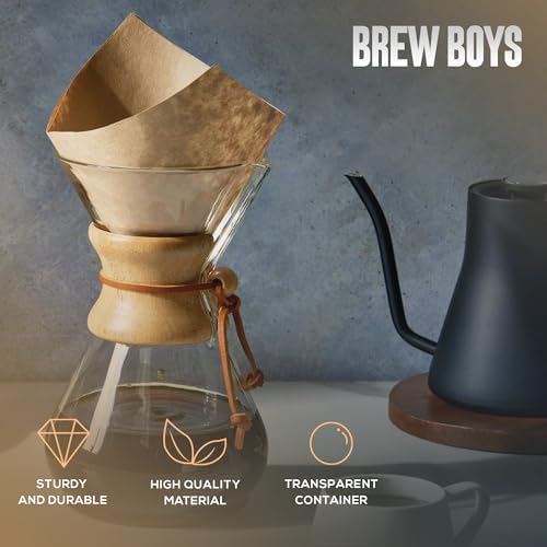 Pour Over Coffee Maker, 8-Cup, 34oz, Double Layer Stainless Steel Filter, Drip Coffee Maker Pour Over High Heat Resistant Glass Coffee Pot, Coffee Dripper Brewer with 40 Paper Filters - Image 5