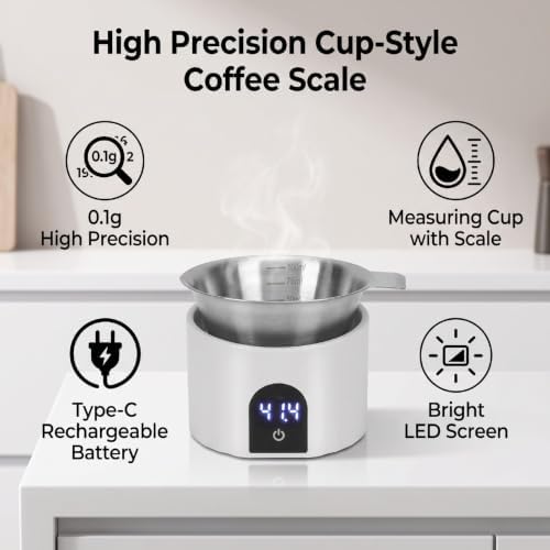 banapoy Coffee Bean Scale Set with Measuring Cup (White) - Image 2