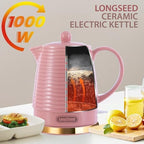 1.2L Ceramic Electric Kettle, 1000W Electric Tea Kettle with Textured Ribbed Design, Auto Shut-Off & Boil-Dry Protection, 360° Cordless Base, Bright Pink - Image 7