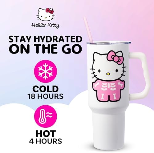 Silver Buffalo Sanrio Hello Kitty Skeleton, Stainless Steel Tumbler, 40oz - Image 2