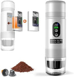 Portable Coffee Machine w/ 2 Rechargeable Batteries, 8 Cups, 20bar, USB-C, Espresso coffee Maker for Camping Travel Office, Ground & Capsule Compatible by CESHU