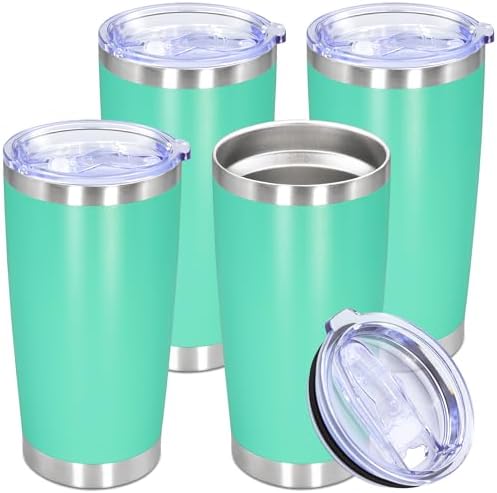 20oz Tumbler Stainless Steel Tumbler Coffee Tumbler with Lid Light Blue, 4P by AUWBON