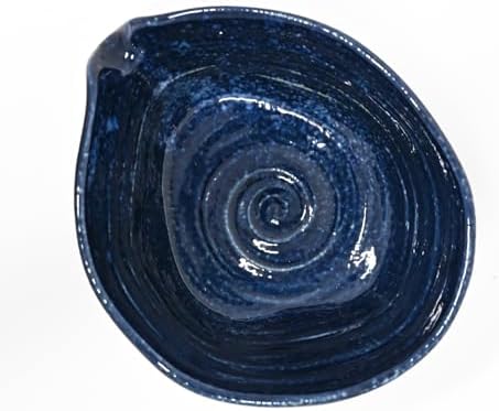 Urban Tokyo Meisen Pottery Handmade Ceramic Matcha Bowl with Pouring Spout, Japanese Minoyaki Pottery, Tea Ceremony Whisking, 18oz, Made in Japan (Namako Ao (Navy Blue)) - Image 5