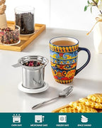 vancasso 18 Oz Tea Infuser Mug with Lid, Midnight Peacock - Image 3