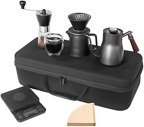 SOTECH Pour Over Coffee Maker Set All in 1 Coffee Kits- 304 Stainless Steel Kettle with Thermometer Coffee Grinder Coffee Dripper & Server of Portable Travel Bag For Outdoor Camping by SOTECHLLC