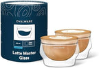 ovalware Double Wall Latte Art Cups 8.5oz/250ml | Set of 2, Wide Rim by Ovalware