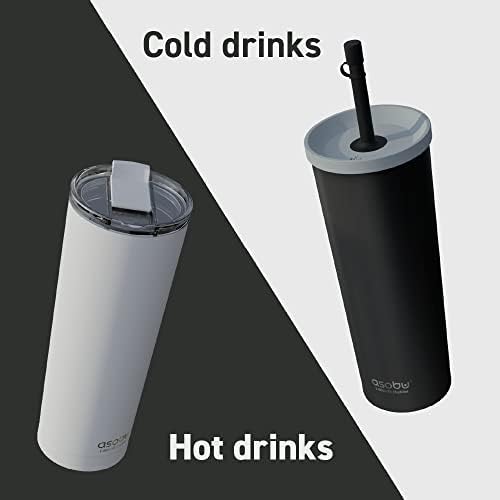 asobu Ocean Stainless Steel Tumbler with Flexible Straw Lid | Insulated Water Bottle for Ice Coffee, Cold Brew | Flip Open Lid for Hot Tea and Coffee | Reusable Travel Cup 27 Ounce (White) - Image 7