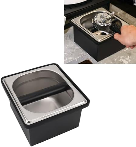 Coffee Knock Box, Stainless Steel Espresso Knock Box Coffee Ground Bin Espresso Dump Bin Coffee Bin Small Knock Box for Coffee Ground, Square - Image 7